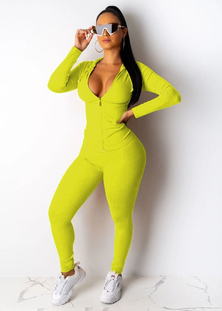 Two Piece Set Tracksuit Women Festival Clothing Fall Winter Top+Pant Sweat Suits Neon 2 Piece Outfits Matching Sets