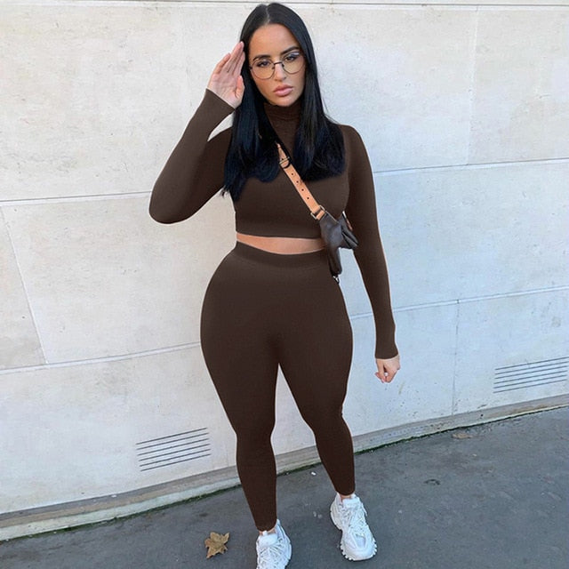 High Waist Stretchy Crop Top And Leggings Set