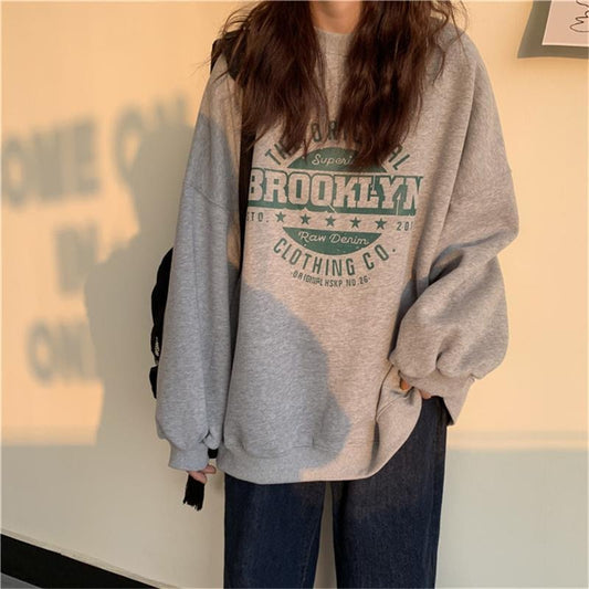 Thin Pullover Sweatshirt Fashion Autumn Designer Loose Crewneck Sweatshirt Harajuku Hoodie Polerones Mujer 2021 Kpop Clothes