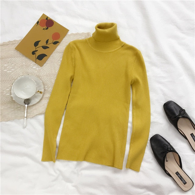 Thick Sweater Women Knitted Ribbed Pullover Sweater