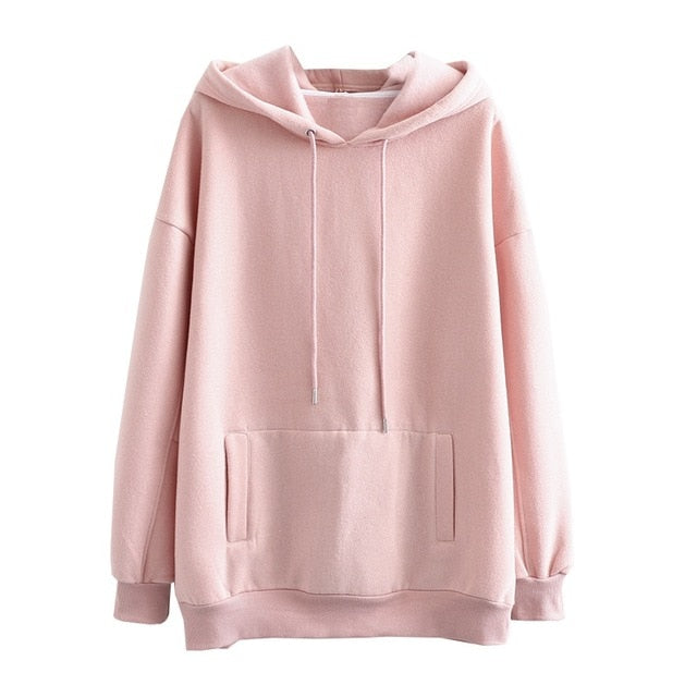 Tangada women fleece hoodie sweatshirts winter japanese fashion 2020 oversize ladies pullovers warm pocket hooded jacket SD60