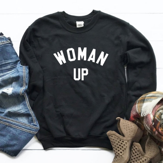 Women Up Letter Print Sweatshirt Feminist Girl Power Streetwear Pullover Empower Inspire Outwear Long Sleeve Jumpers Drop Ship