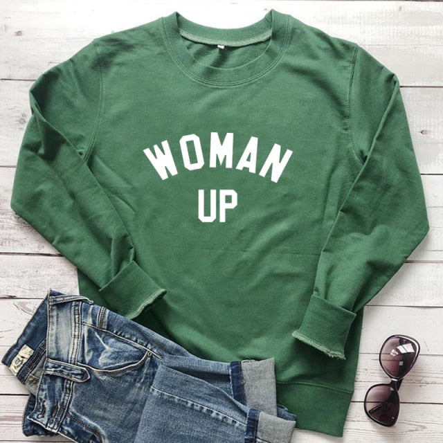 Women Up Letter Print Sweatshirt Feminist Girl Power Streetwear Pullover Empower Inspire Outwear Long Sleeve Jumpers Drop Ship