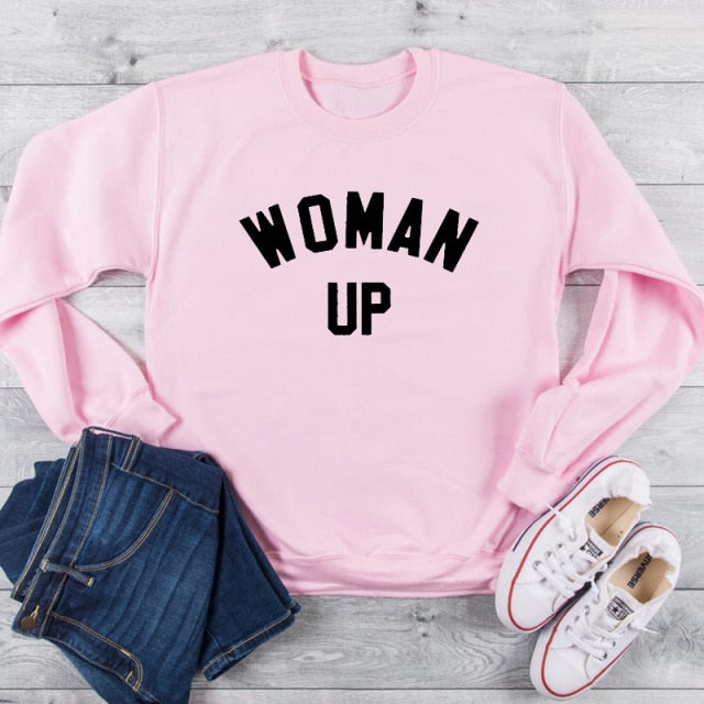 Women Up Letter Print Sweatshirt Feminist Girl Power Streetwear Pullover Empower Inspire Outwear Long Sleeve Jumpers Drop Ship