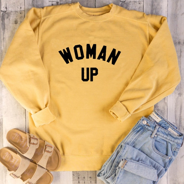 Women Up Letter Print Sweatshirt Feminist Girl Power Streetwear Pullover Empower Inspire Outwear Long Sleeve Jumpers Drop Ship