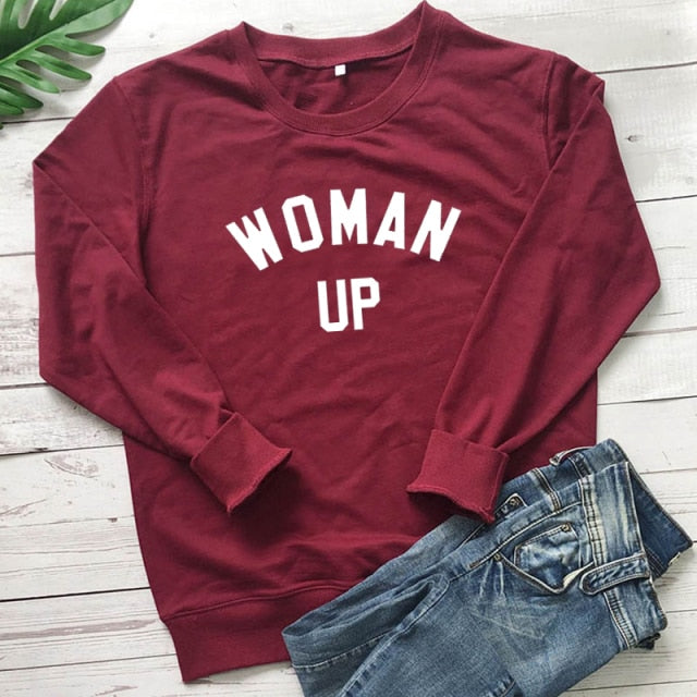 Women Up Letter Print Sweatshirt Feminist Girl Power Streetwear Pullover Empower Inspire Outwear Long Sleeve Jumpers Drop Ship