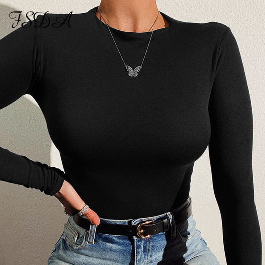 FSDA Long Sleeve Knitted Skinny Bodysuit