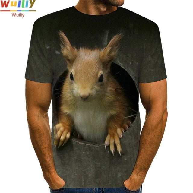 Men's Squirrel 3D Printed Animal Graphic T-shirt