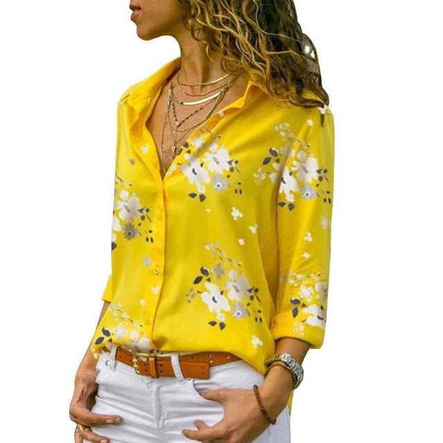 Long Sleeve Women Blouses 2021 Plus Size Turn-down Collar Blouse Shirt Casual Tops Elegant Work Wear Chiffon Shirts 5XL