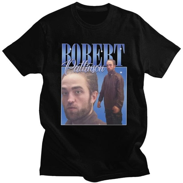 Funny Robert Pattinson Standing Meme T Shirt Men Pre-shrunk Cotton Tee Tops Rob Tshirts Short Sleeved Fashion T-shirt Merch