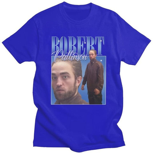 Funny Robert Pattinson Standing Meme T Shirt Men Pre-shrunk Cotton Tee Tops Rob Tshirts Short Sleeved Fashion T-shirt Merch