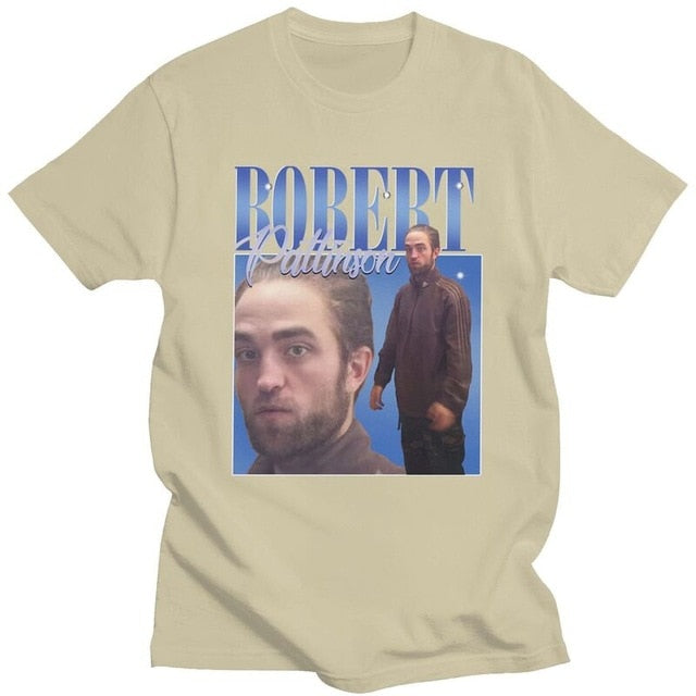 Funny Robert Pattinson Standing Meme T Shirt Men Pre-shrunk Cotton Tee Tops Rob Tshirts Short Sleeved Fashion T-shirt Merch