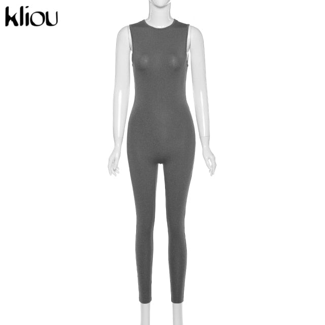 Kliou new jumpsuit women casual fitness sporty rompers