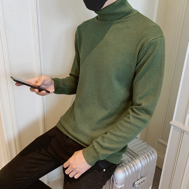 Men's Turtleneck Sweater Knitted Pullover