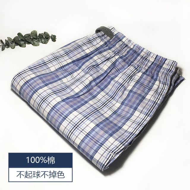 Summer 100% cotton sleep bottoms mens simple sleepwear pants for male hot sale casual plaid mens pants home trousers