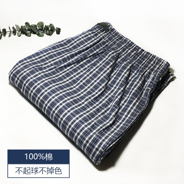 Summer 100% cotton sleep bottoms mens simple sleepwear pants for male hot sale casual plaid mens pants home trousers