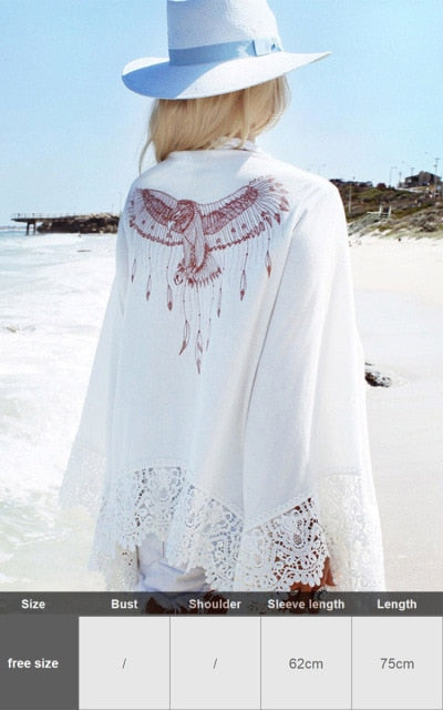 Sexy New Shirt Beach Up White Beach Dress Loose Blouse Tunic Pocket Long Sleeve Swimsuit Cover Up Casual Beachwear