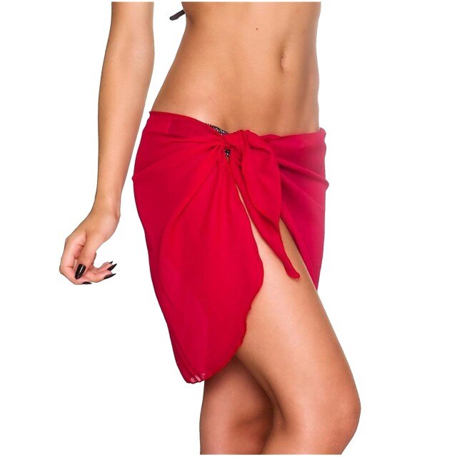 Pareo Swimwear Cover Ups Women Leaf Print Skirt Lace-Up Beach Dress Chiffon Skirt Swimming Bikini Beach Cover Ups Beachwear