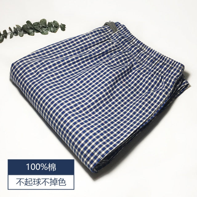 Summer 100% cotton sleep bottoms mens simple sleepwear pants for male hot sale casual plaid mens pants home trousers