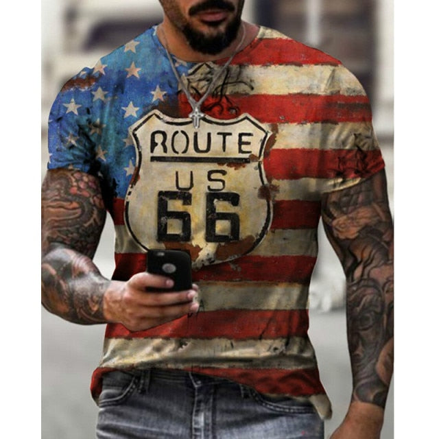 Summer Men's T-Shirt European And American Street Fashion 6 Beer Shiel 3D Printed Clothes, Loose Large Size Quick-Drying T-Shirt