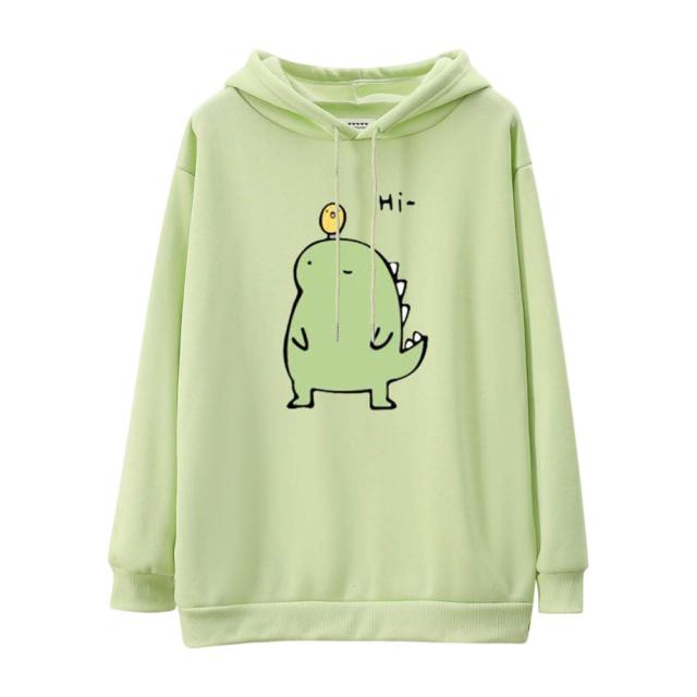 Hoodies Women Fashion Splice Dinosaur Print Sweatshirt Tops Casual Long Sleeve kawaii Clothes ropa mujer толстовка женская топ