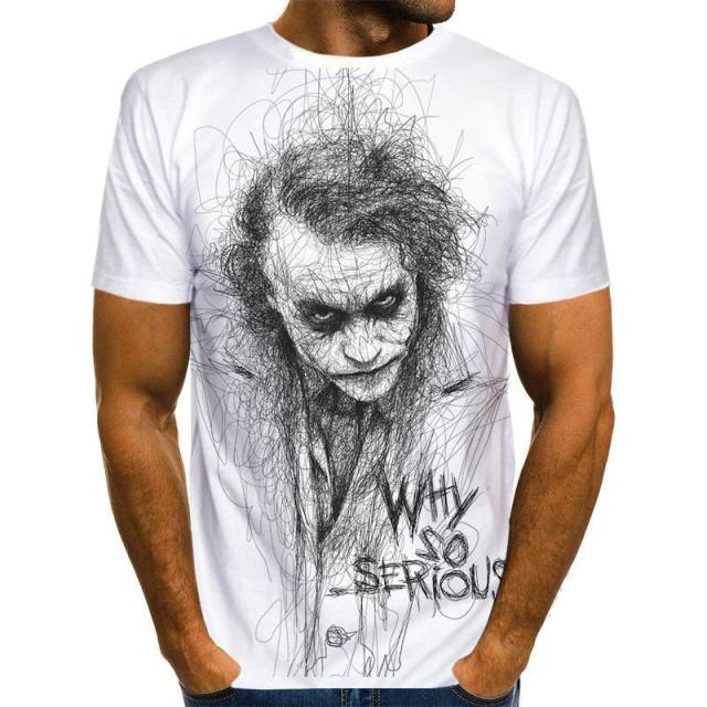 Hot Sale Clown T Shirt Men/Women Joker Face 3D Printed Terror Short Sleeves Fashion Round Neck T-shirts Size XXS-6XL