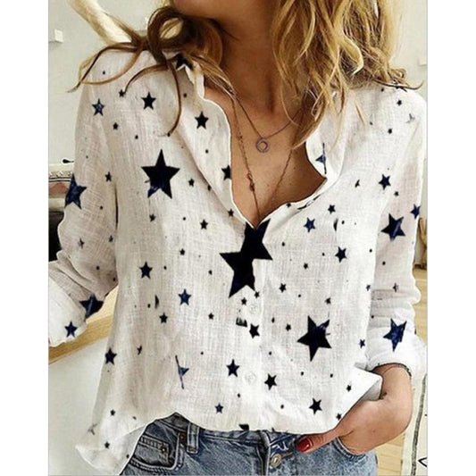 Casual Long Sleeve Birds Print Loose Shirts Women Oversized Cotton and Linen Blouses and Tops Vintage Streetwear Tunic Tees