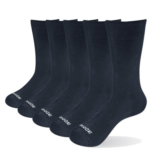 YUEDGE Men Black Bamboo Fiber  Business Dress Socks Men Size 36-47 EU 5 Pairs